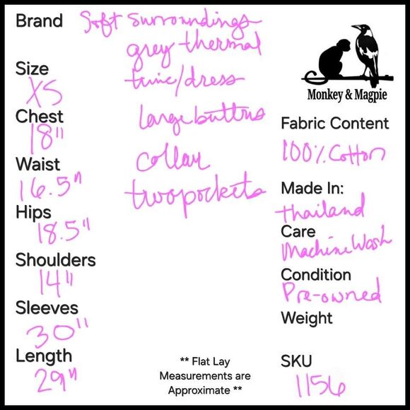 Soft Surroundings XS Gray Take Two Tunic Top Waffle Knit Thermal Buttons Collar - Picture 7 of 7